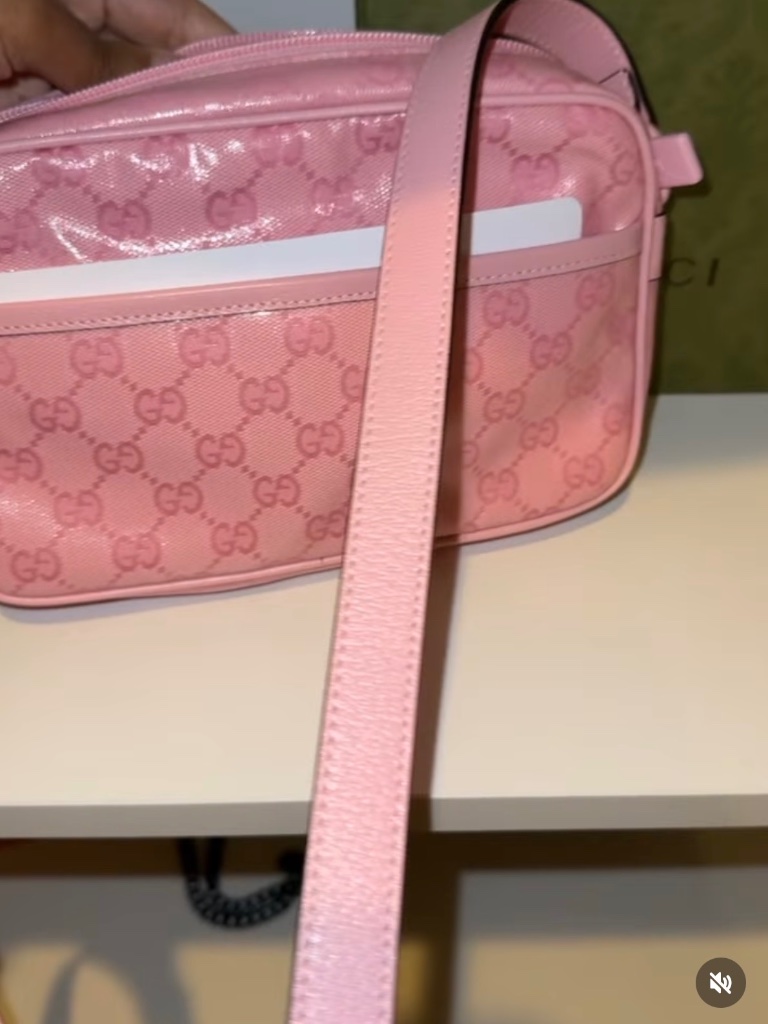 Gucci Gg Crystal Mini Shoulder Bag Pink Canvas Authentic New W Tags